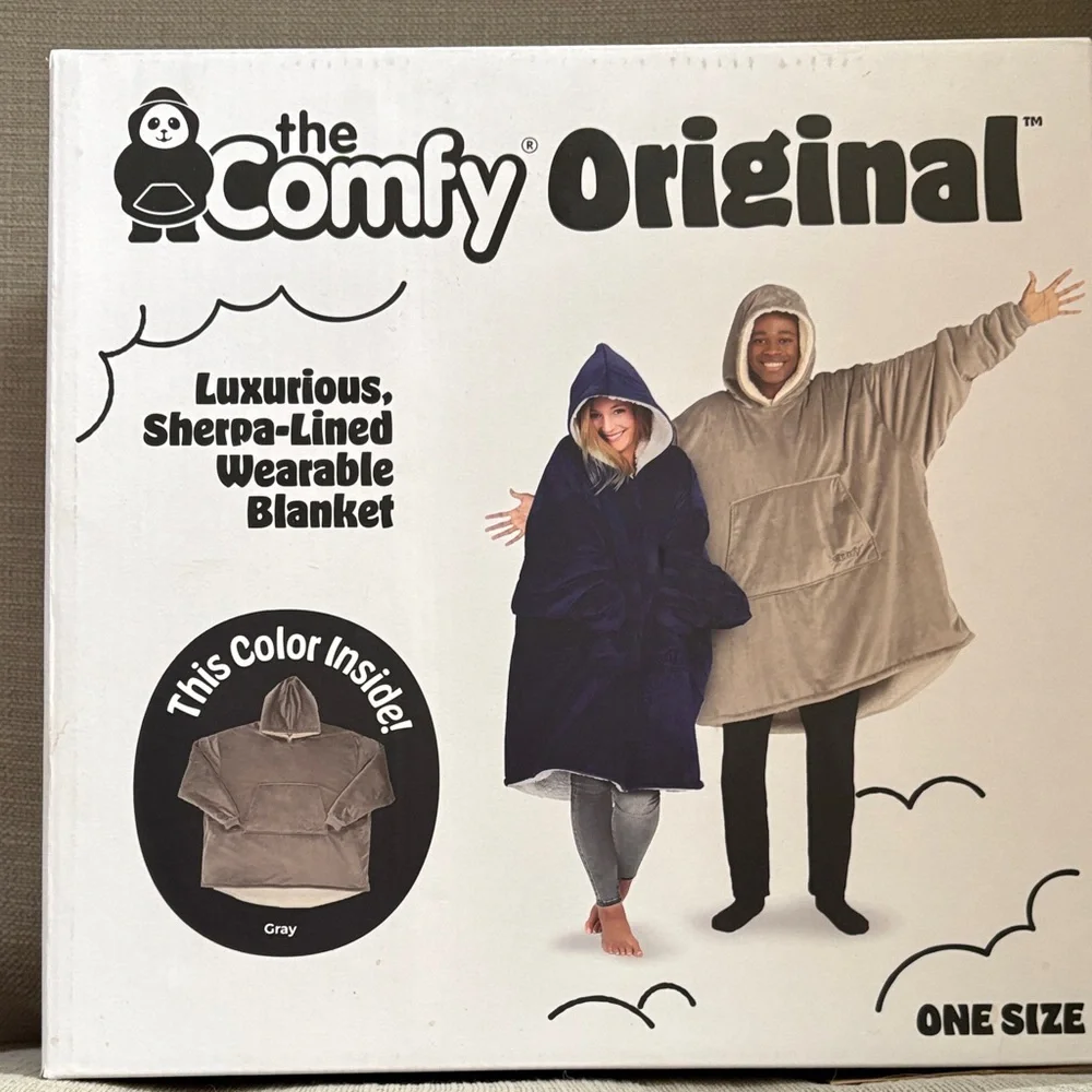 The Comfy Original Sherpa-Lined Wearable Blanket - Gray - Picture 1 of 3